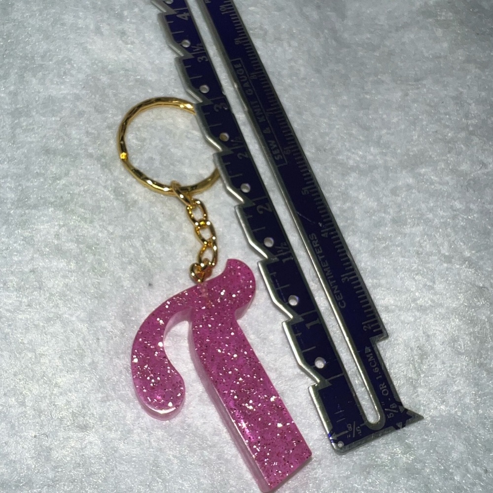Bubblegum Pink Glitter Initial Keychain- T